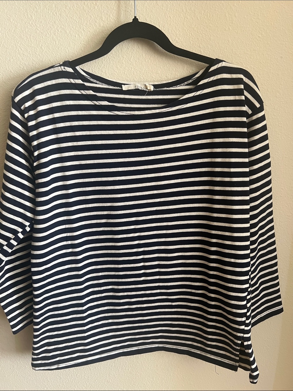 Ellison Navy and White Striped Long Sleeve Top